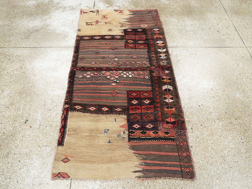 Vintage Persian Chaharmahal Bakhtiari Tacheh Flatweave Kilim , No.28042 - Gsblank
