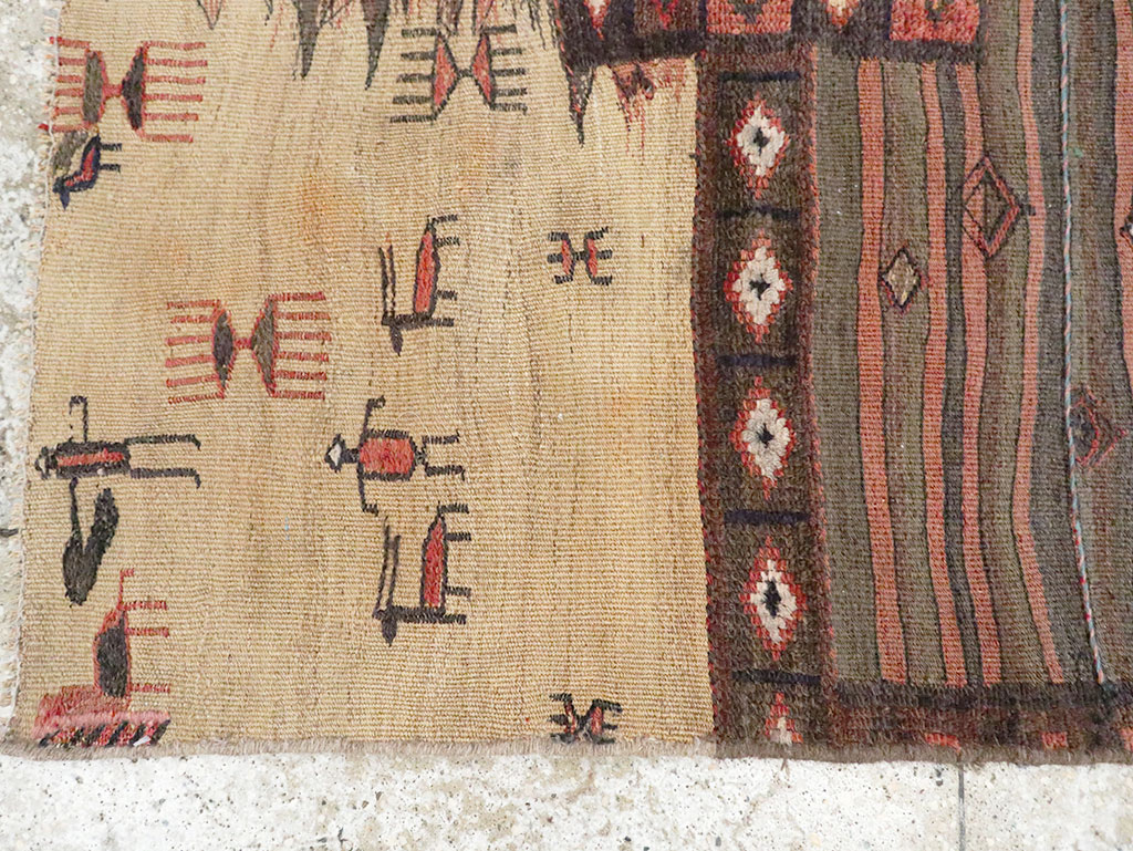 Vintage Persian Chaharmahal Bakhtiari Tacheh Flatweave Kilim , No.28042 - Gsblank