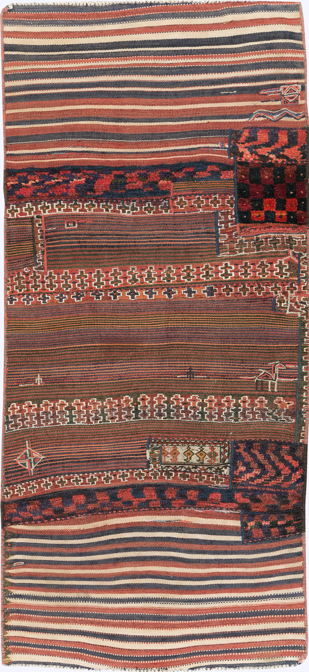 Vintage Persian Chaharmahal Bakhtiari Tacheh Flatweave Kilim, No.28044 - Gsblank