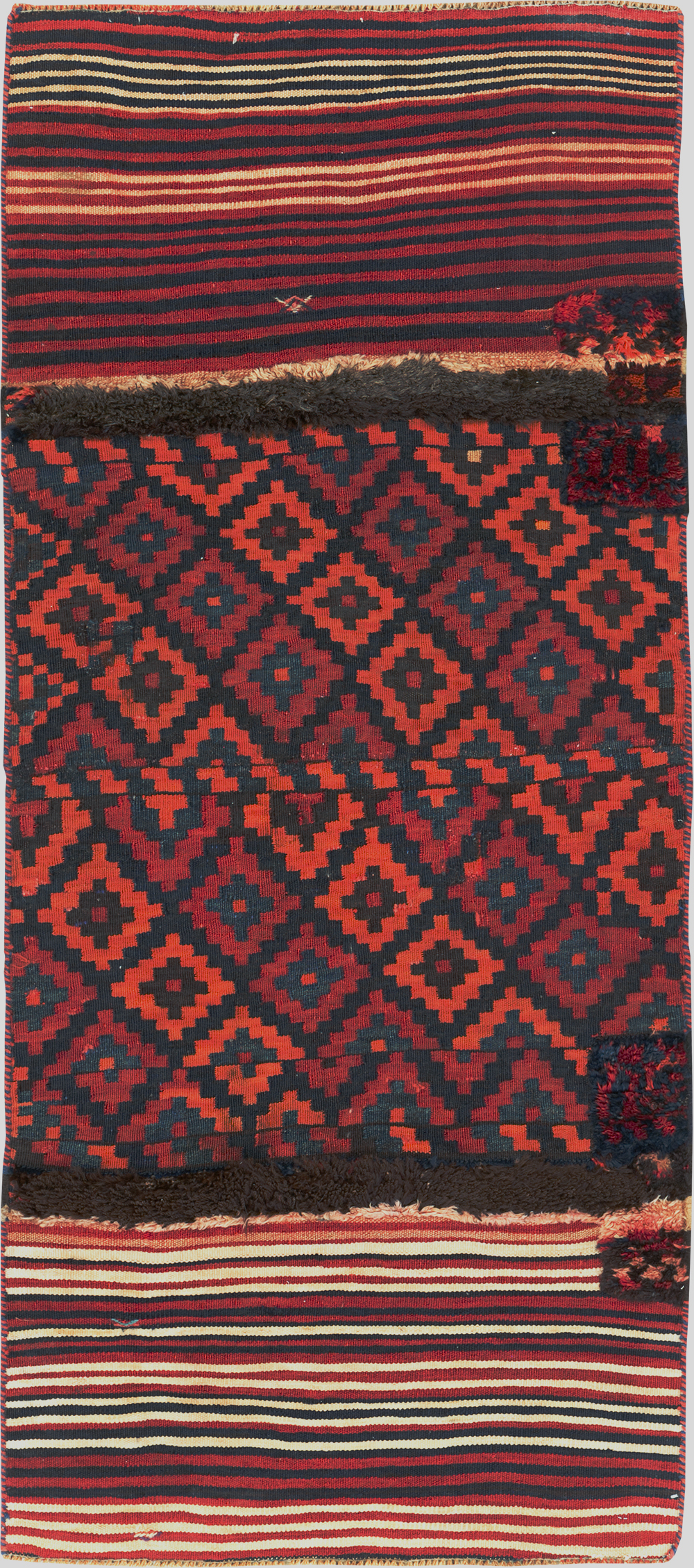 Vintage Persian Flatweave Kilim Small Runner, No.28045 - Gsblank