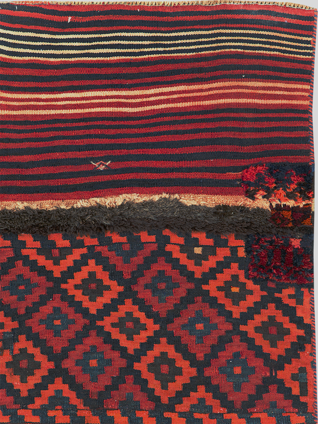 Vintage Persian Flatweave Kilim Small Runner, No.28045 - Gsblank