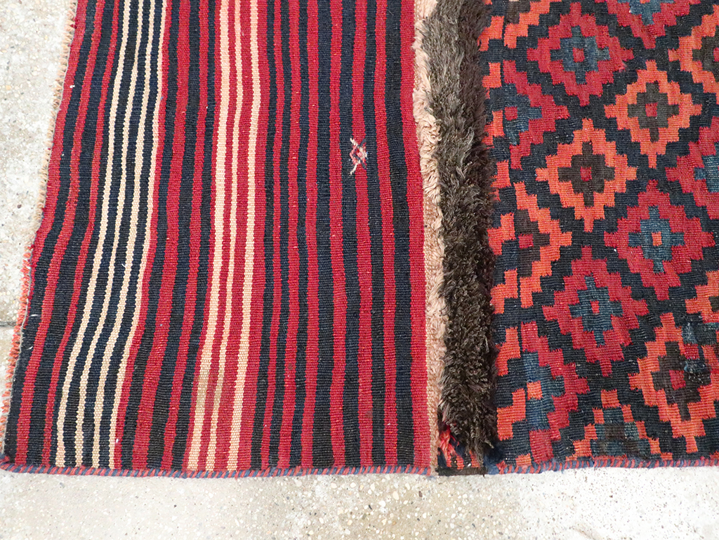 Vintage Persian Flatweave Kilim Small Runner, No.28045 - Gsblank