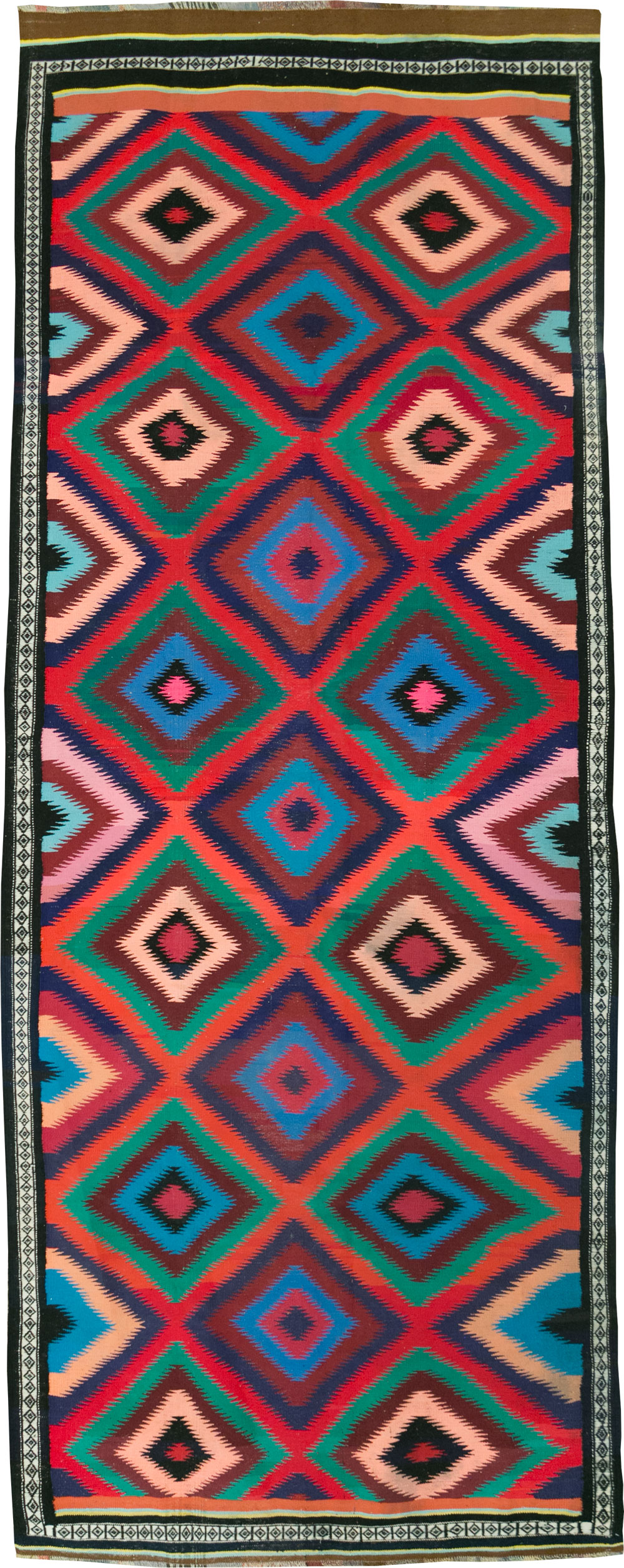 Vintage Persian Flatweave Kilim Gallery Carpet, No.28057 - Gsblank