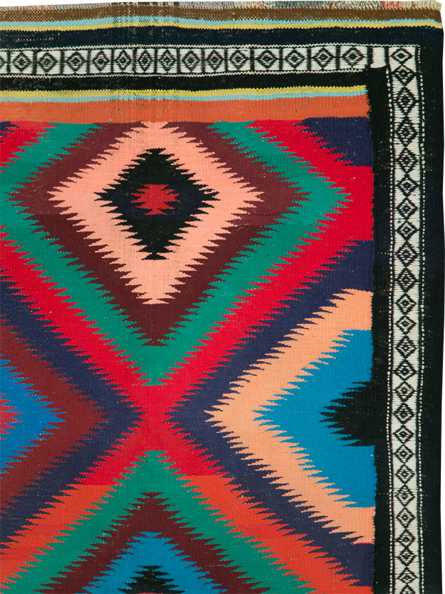 Vintage Persian Flatweave Kilim Gallery Carpet, No.28057 - Gsblank