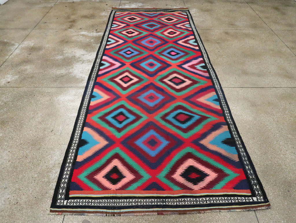 Vintage Persian Flatweave Kilim Gallery Carpet, No.28057 - Gsblank