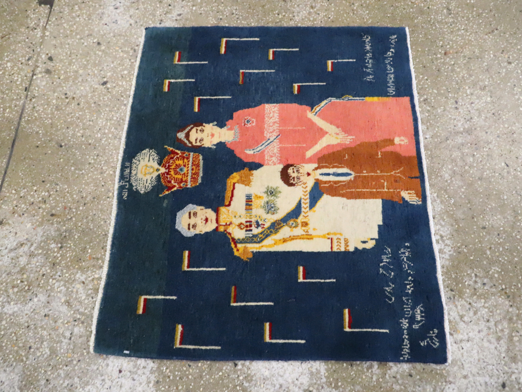 Vintage Persian Pictorial Tabriz Rug, No.28059 - Gsblank