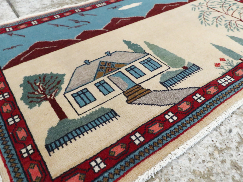 Vintage Persian Kashan Pictorial Rug (Pair: 1 of 2), No.28061 - Gsblank