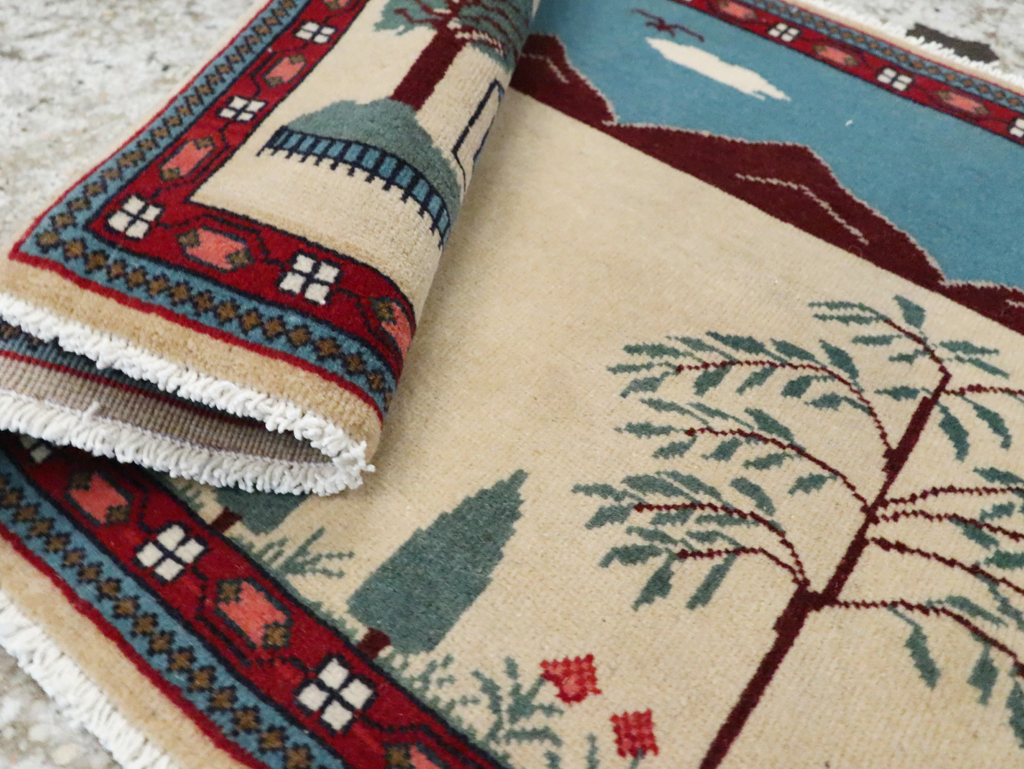 Vintage Persian Kashan Pictorial Rug (Pair: 1 of 2), No.28061 - Gsblank