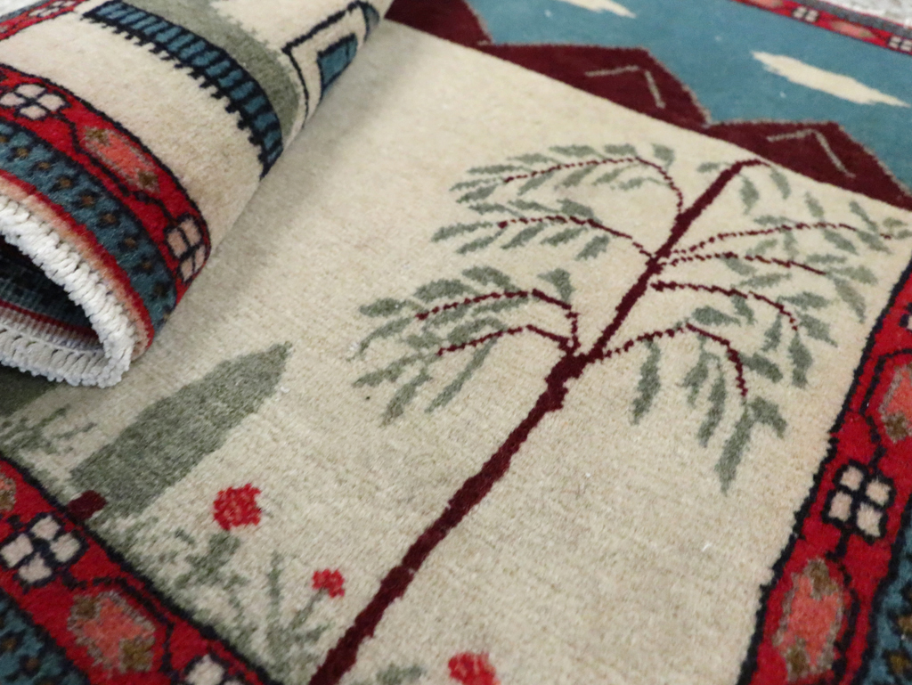 Vintage Persian Kashan Pictorial Rug (Pair: 2 of 2), No.28062 - Gsblank