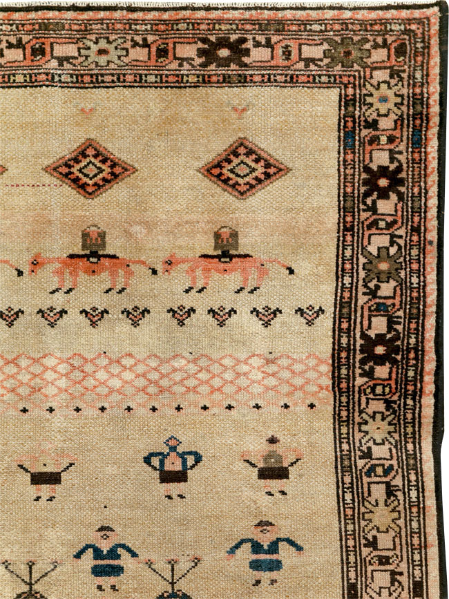 Antique Persian Serab Pictorial Runner, No.28065 - Gsblank