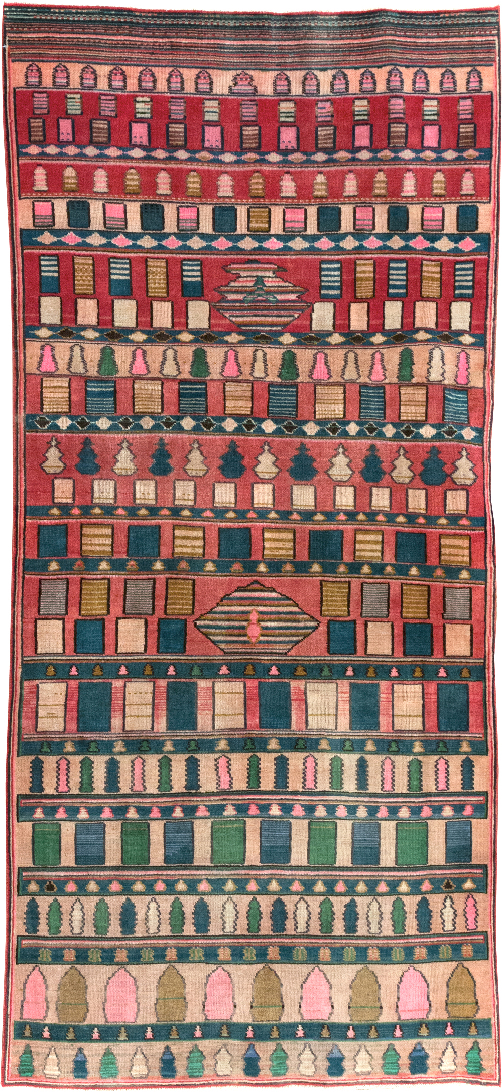 Vintage Persian Mashad Throw Rug, No.28067 - Gsblank