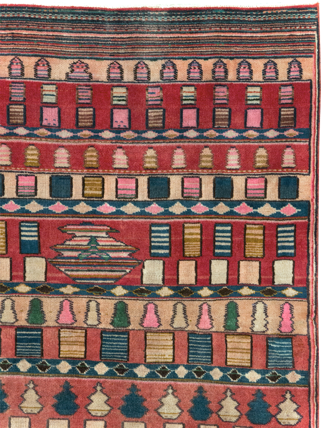 Vintage Persian Mashad Throw Rug, No.28067 - Gsblank