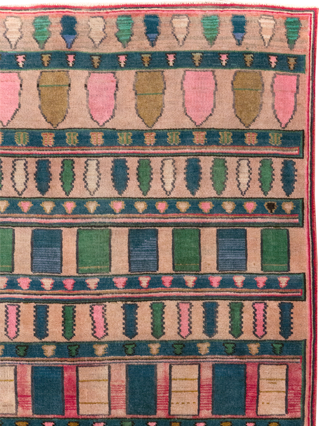 Vintage Persian Mashad Throw Rug, No.28067 - Gsblank