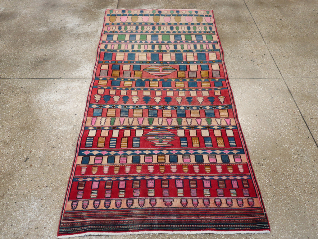 Vintage Persian Mashad Throw Rug, No.28067 - Gsblank