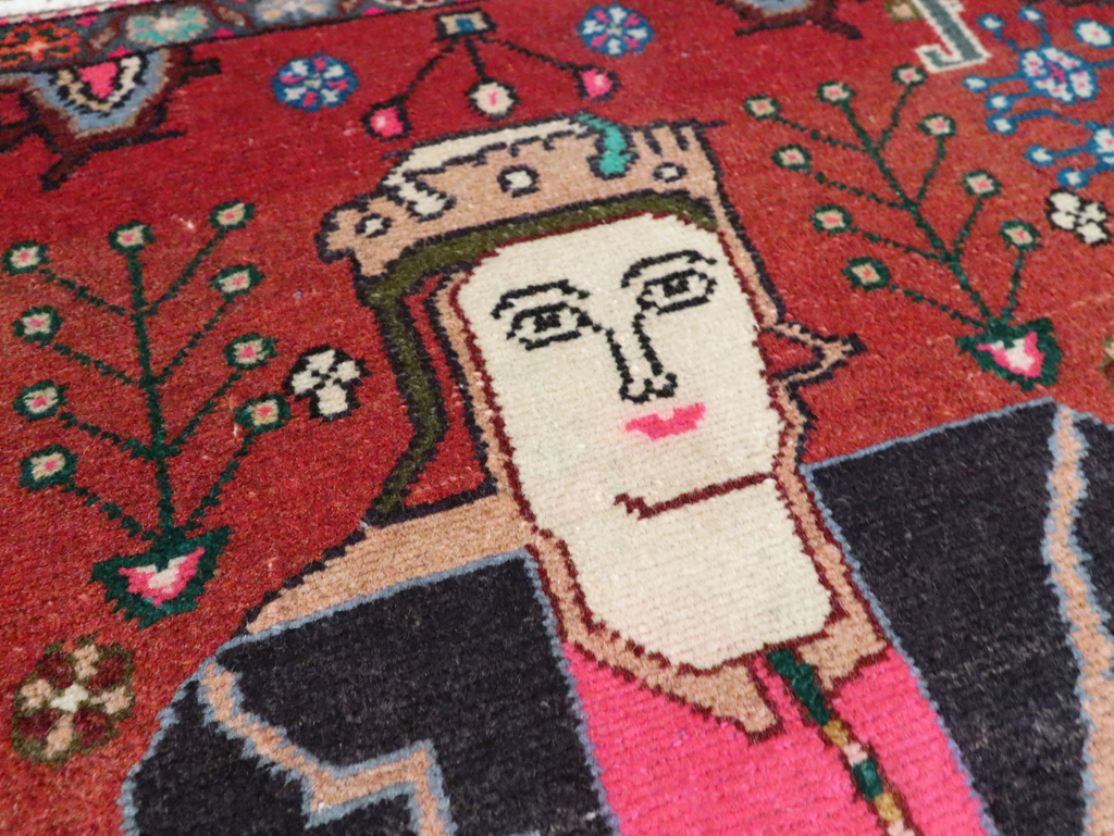 Vintage Persian Hamadan Pictorial Rug (Pair: 1 of 2), No.28071 - Gsblank