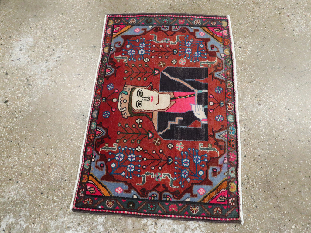 Vintage Persian Hamadan Pictorial Rug (Pair: 1 of 2), No.28071 - Gsblank