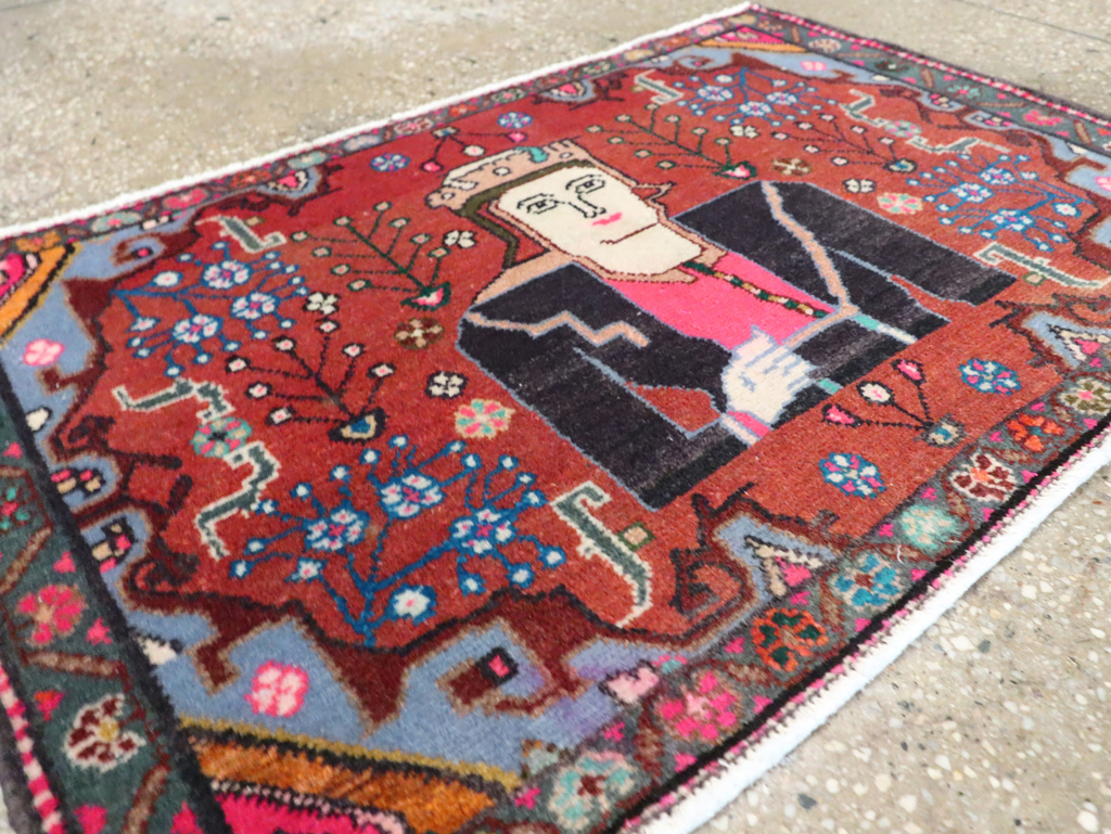 Vintage Persian Hamadan Pictorial Rug (Pair: 1 of 2), No.28071 - Gsblank