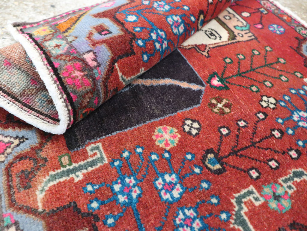 Vintage Persian Hamadan Pictorial Rug (Pair: 1 of 2), No.28071 - Gsblank