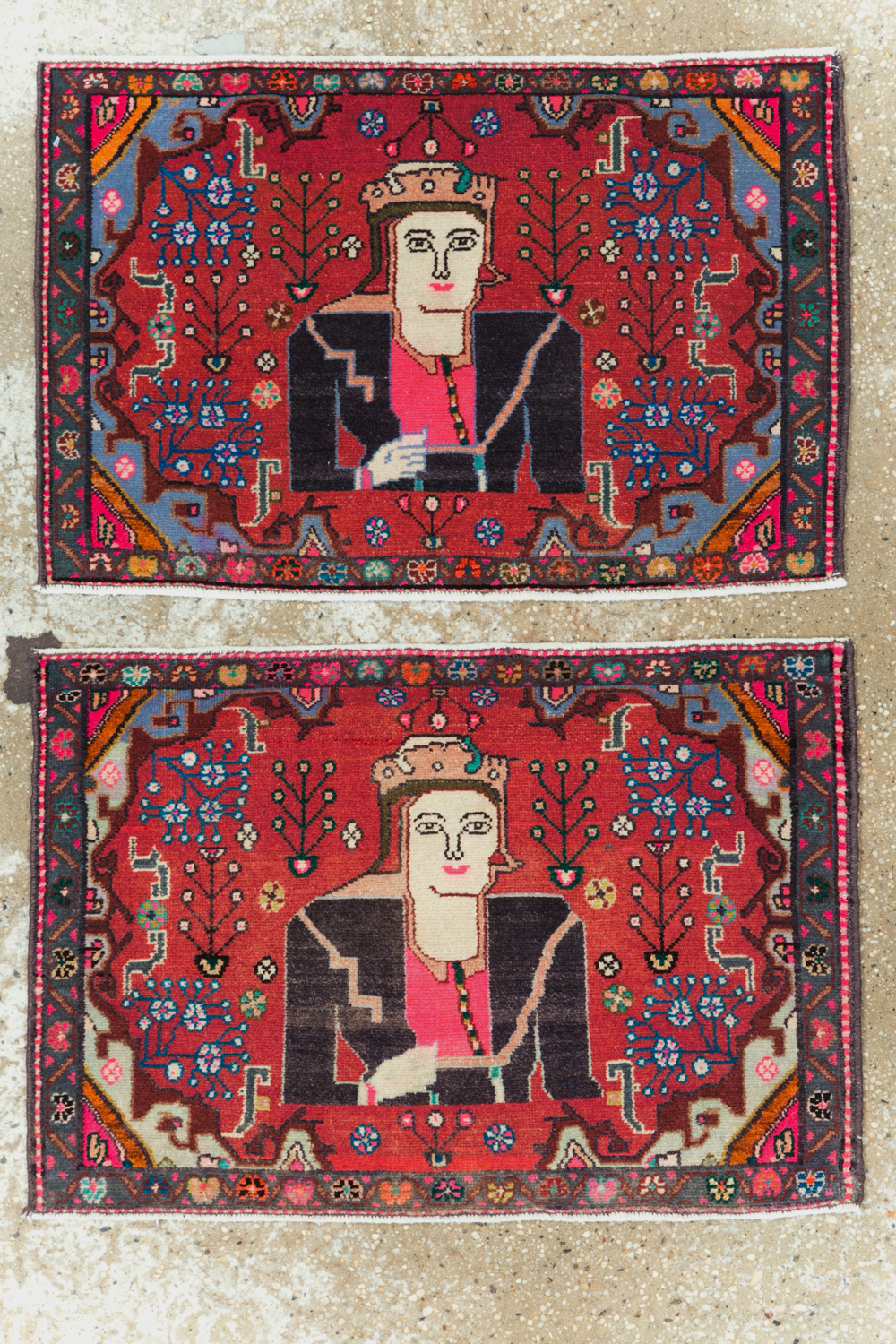 Vintage Persian Hamadan Pictorial Rug (Pair: 1 of 2), No.28071 - Gsblank