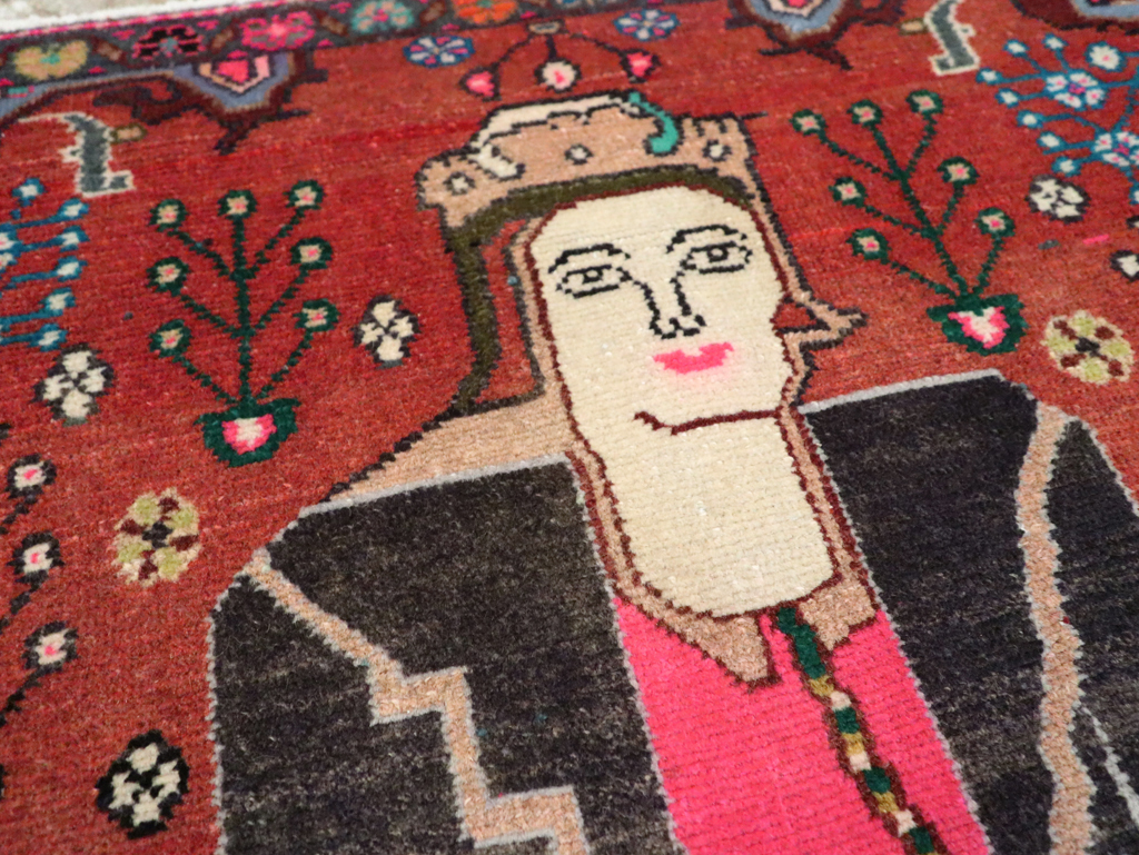 Vintage Persian Hamadan Pictorial Rug (Pair: 2 of 2), No.28072 - Gsblank