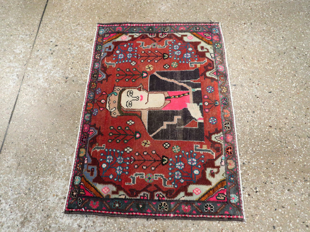 Vintage Persian Hamadan Pictorial Rug (Pair: 2 of 2), No.28072 - Gsblank