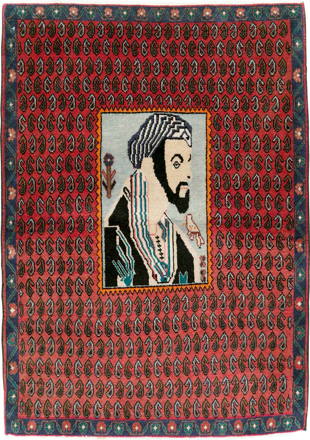 Vintage Pictorial Senneh Rug, No.28073 - Gsblank