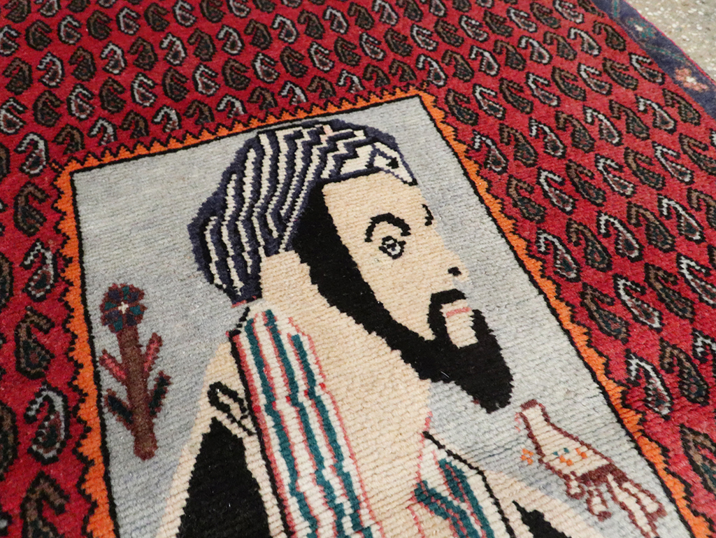 Vintage Pictorial Senneh Rug, No.28073 - Gsblank