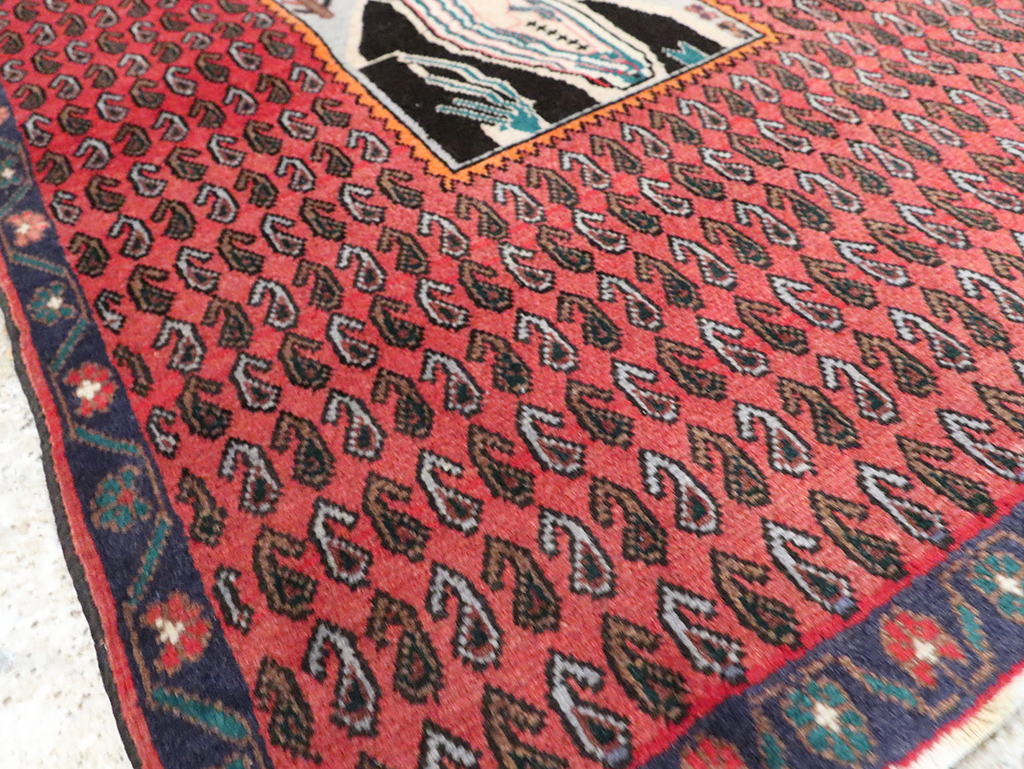 Vintage Pictorial Senneh Rug, No.28073 - Gsblank