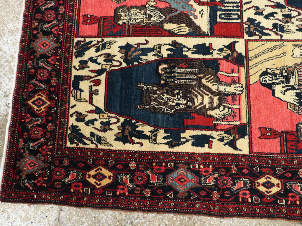 Vintage Persian Senneh  Pictorial Rug, No.28074 - Gsblank