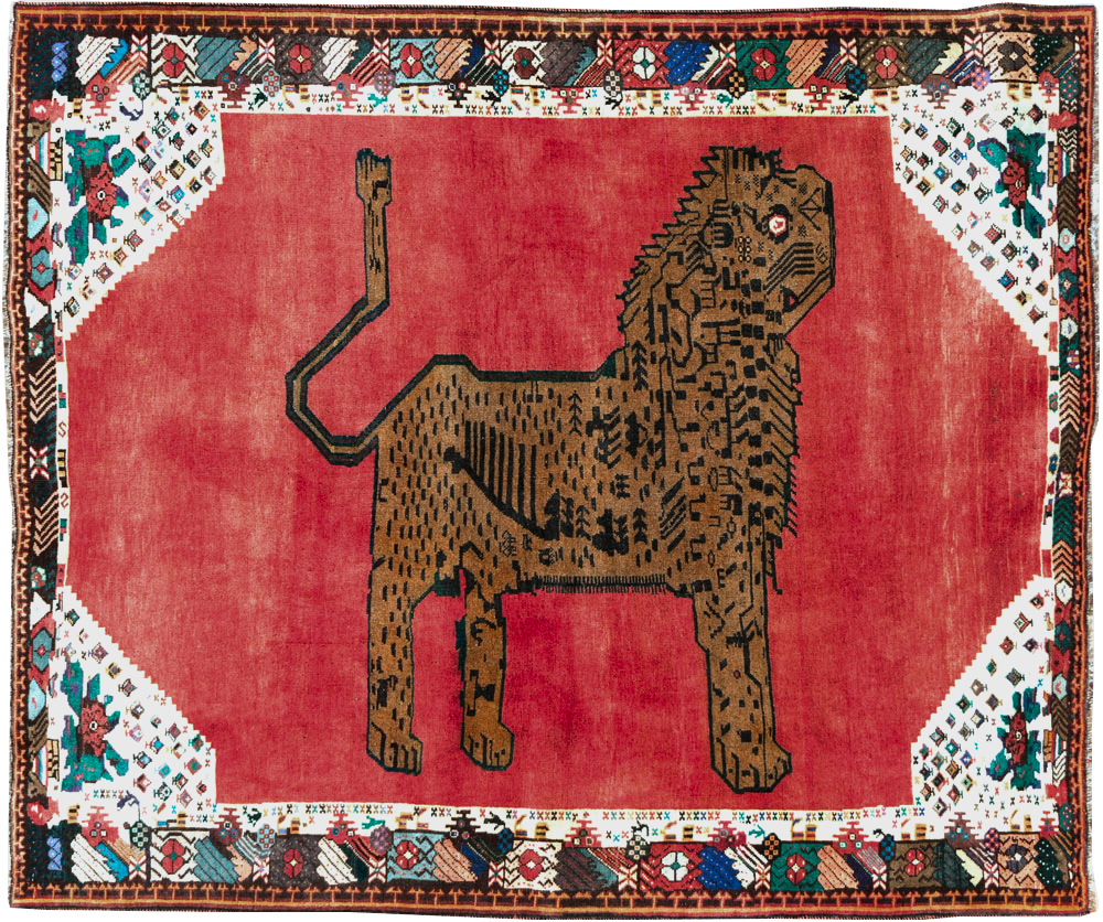 Vintage Pictorial Gabbeh Rug, No.28076 - Gsblank