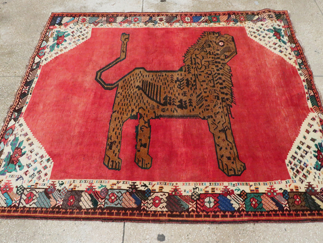 Vintage Pictorial Gabbeh Rug, No.28076 - Gsblank