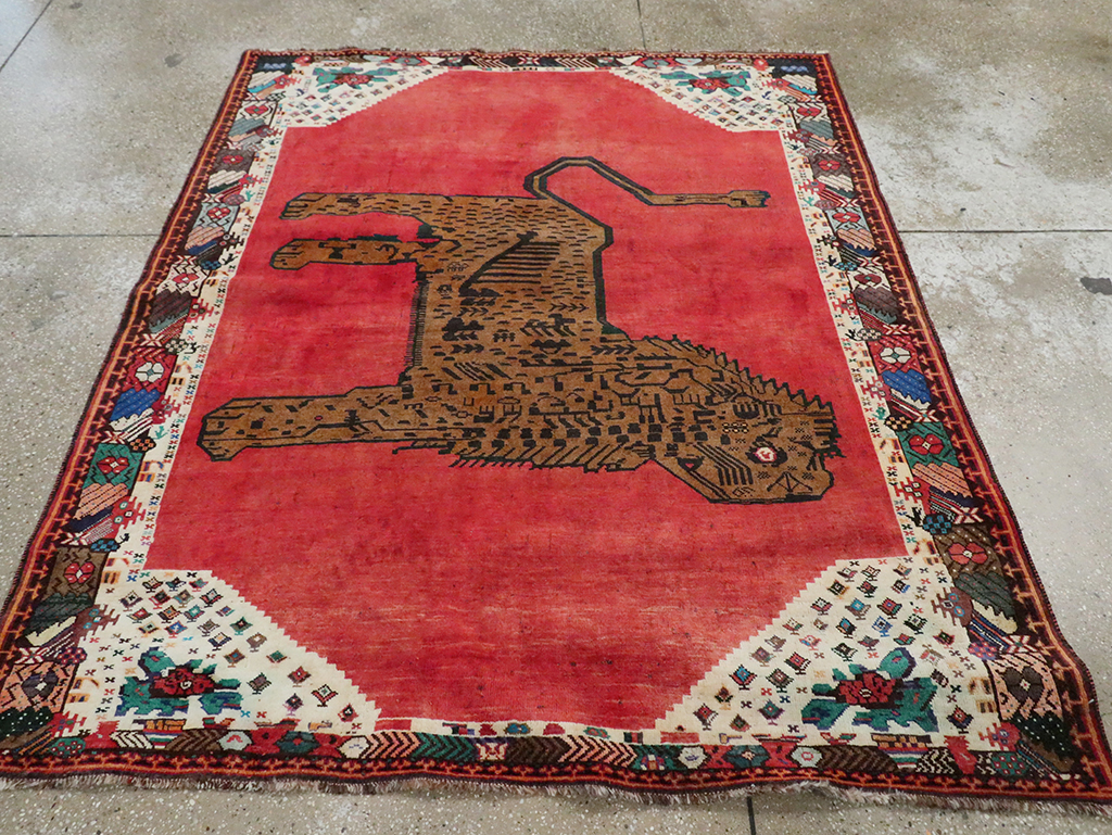 Vintage Pictorial Gabbeh Rug, No.28076 - Gsblank