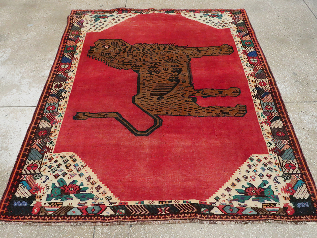 Vintage Pictorial Gabbeh Rug, No.28076 - Gsblank
