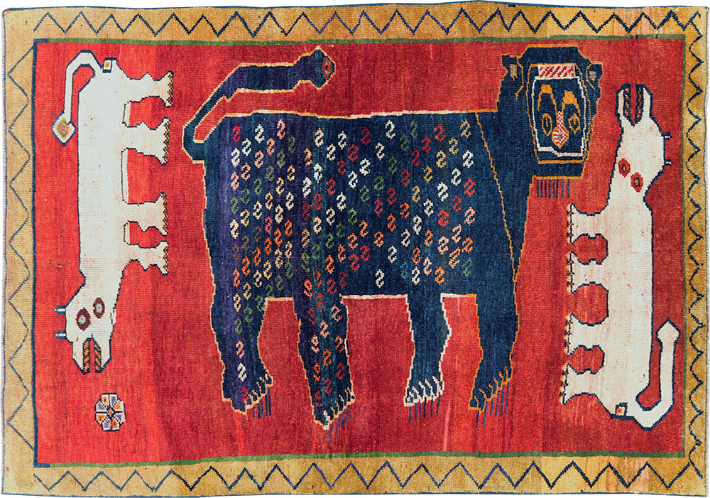 Vintage Pictorial Shiraz Rug, No.28084 - Gsblank