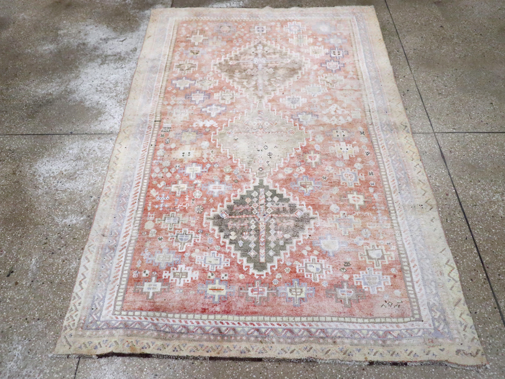 Vintage Persian Cotton Shiraz Accent Rug, No.28086 - Gsblank