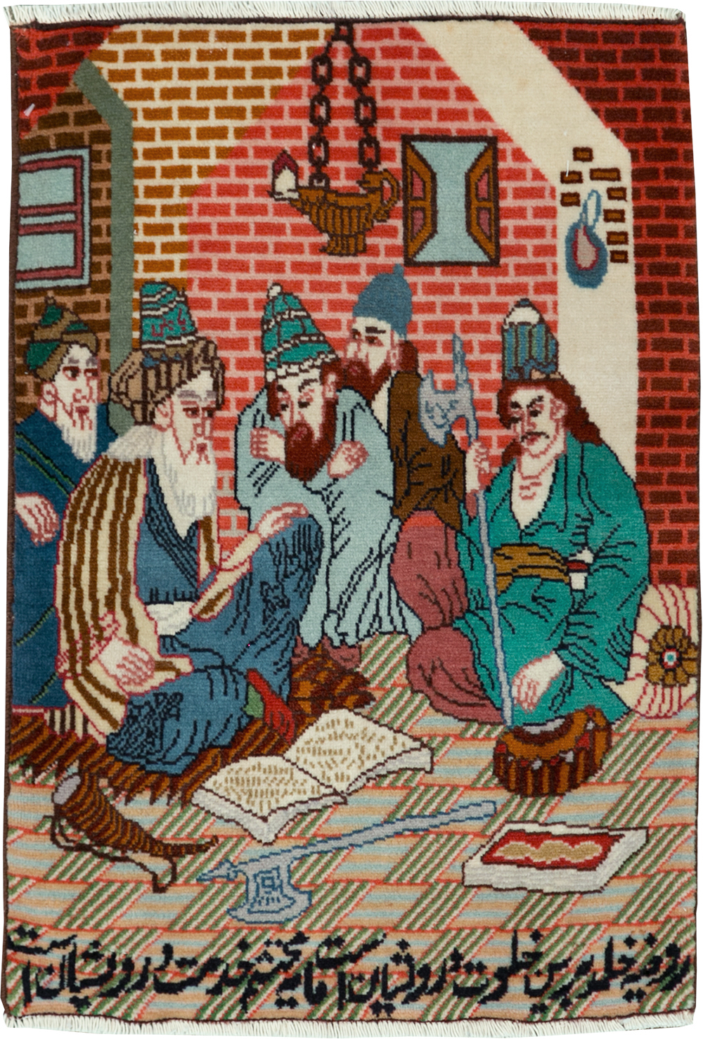 Vintage Persian Tabriz Pictorial Rug, No.28091 - Gsblank