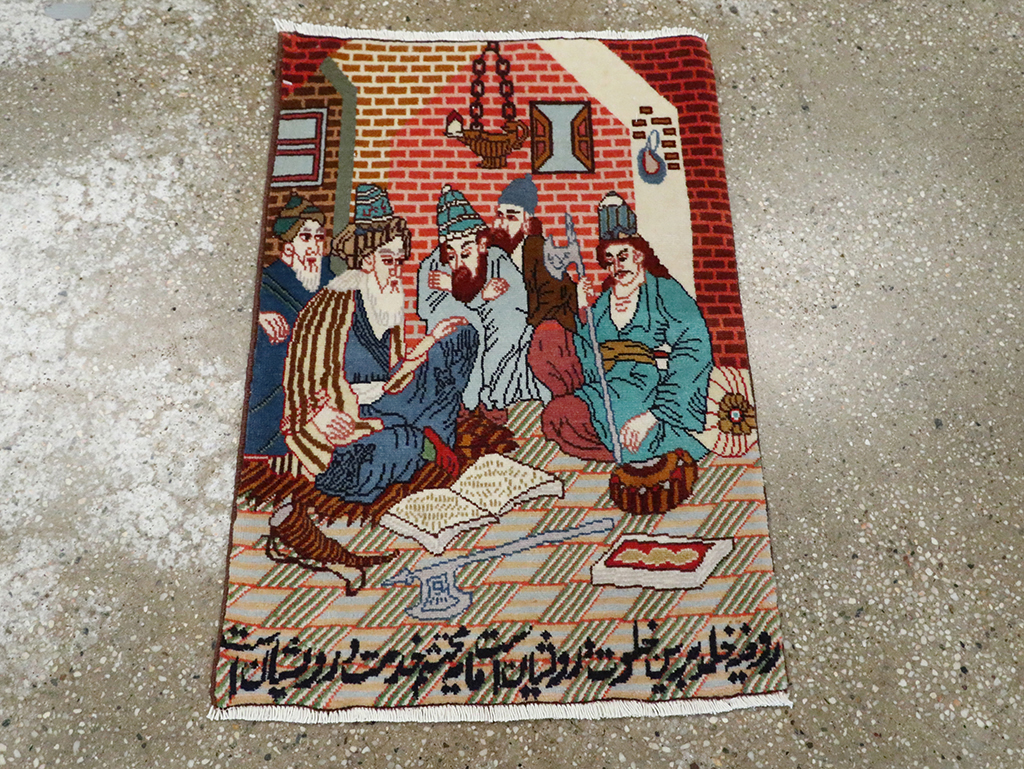 Vintage Persian Tabriz Pictorial Rug, No.28091 - Gsblank