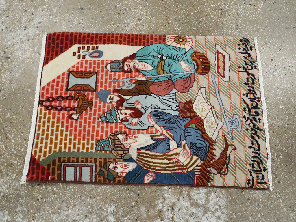 Vintage Persian Tabriz Pictorial Rug (Pair: 2 of 2), No.28091 - Gsblank