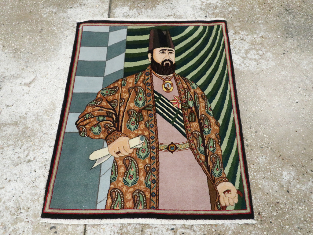 Vintage Persian Tabriz Pictorial Rug (Pair: 1 of 2), No.28093 - Gsblank