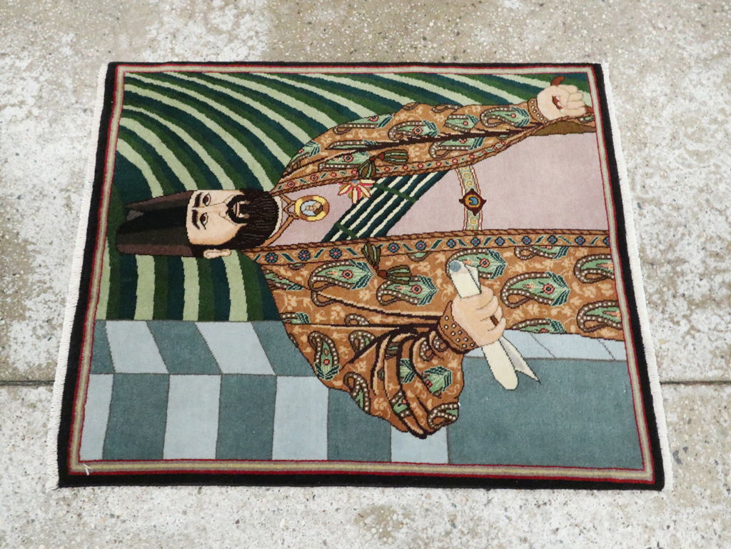 Vintage Persian Tabriz Pictorial Rug (Pair: 1 of 2), No.28093 - Gsblank