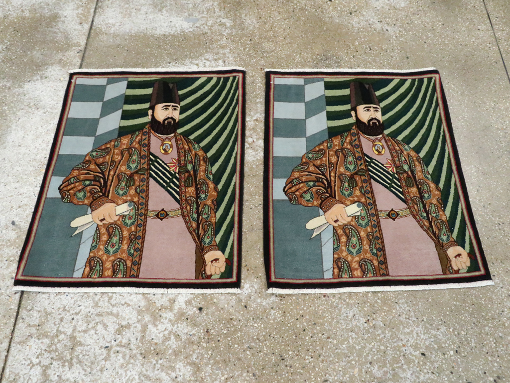 Vintage Persian Tabriz Pictorial Rug (Pair: 1 of 2), No.28093 - Gsblank
