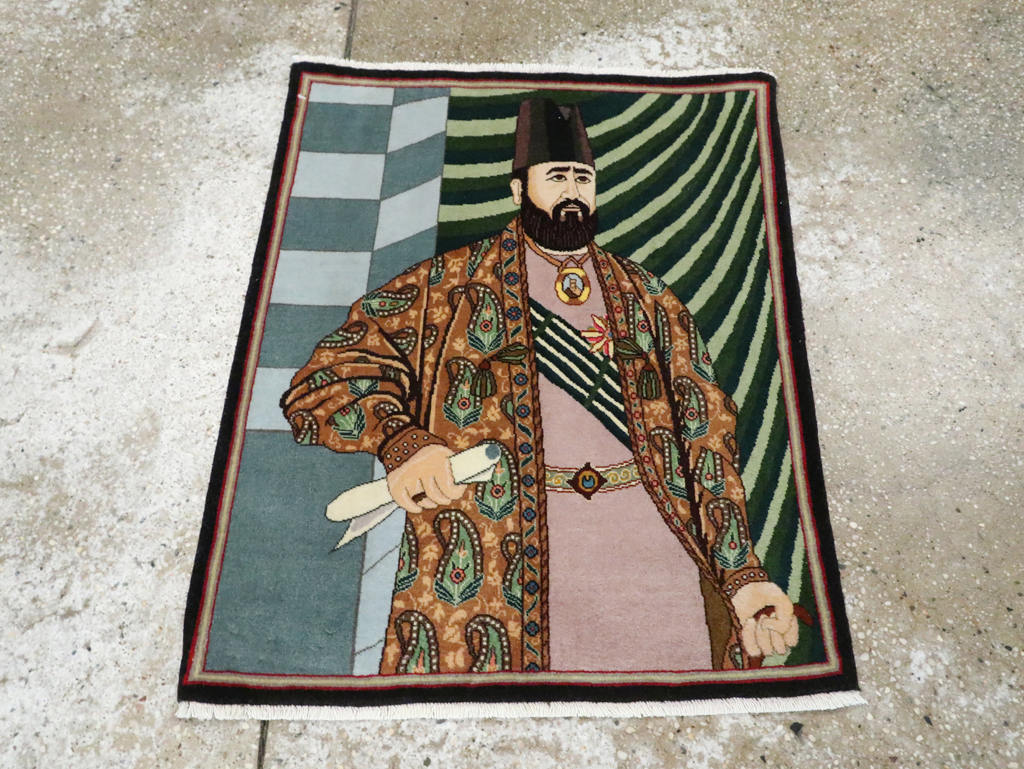 Vintage Persian Tabriz Pictorial Rug (Pair: 2 of 2), No.28094 - Gsblank