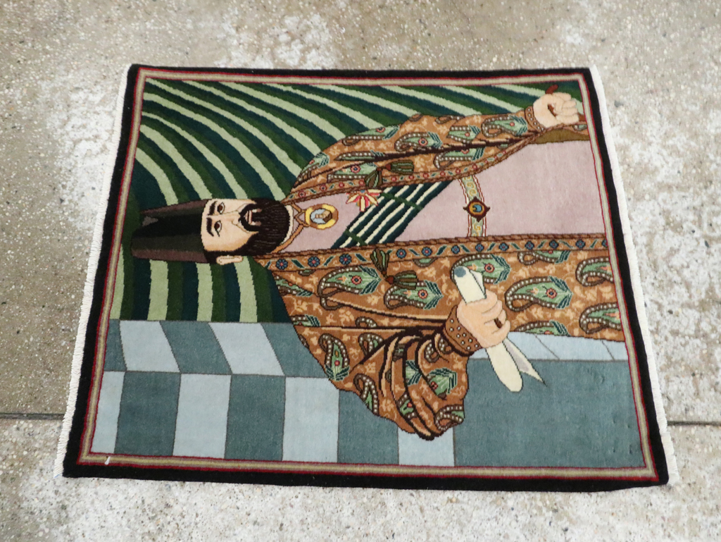 Vintage Persian Tabriz Pictorial Rug (Pair: 2 of 2), No.28094 - Gsblank