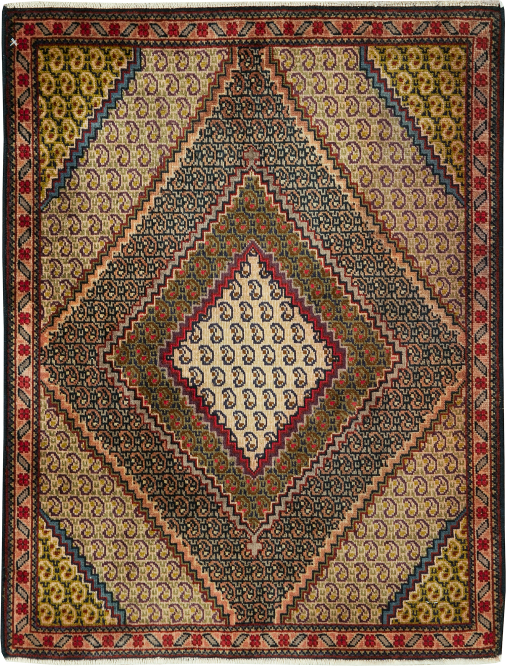 Vintage Persian Tabriz Throw Rug, No.28099 - Gsblank