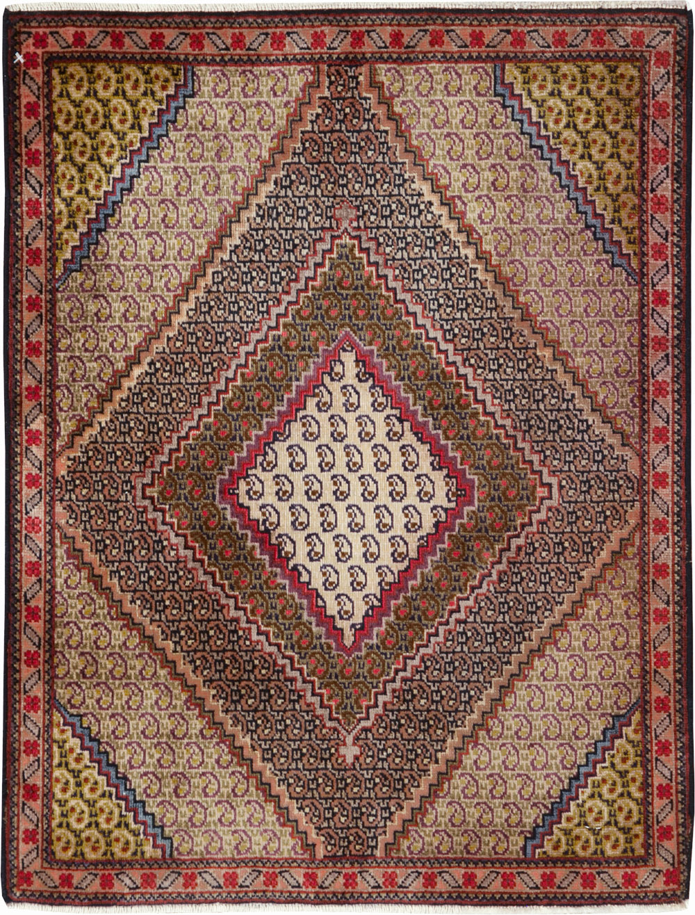 Vintage Persian Tabriz Throw Rug, No.28099 - Gsblank