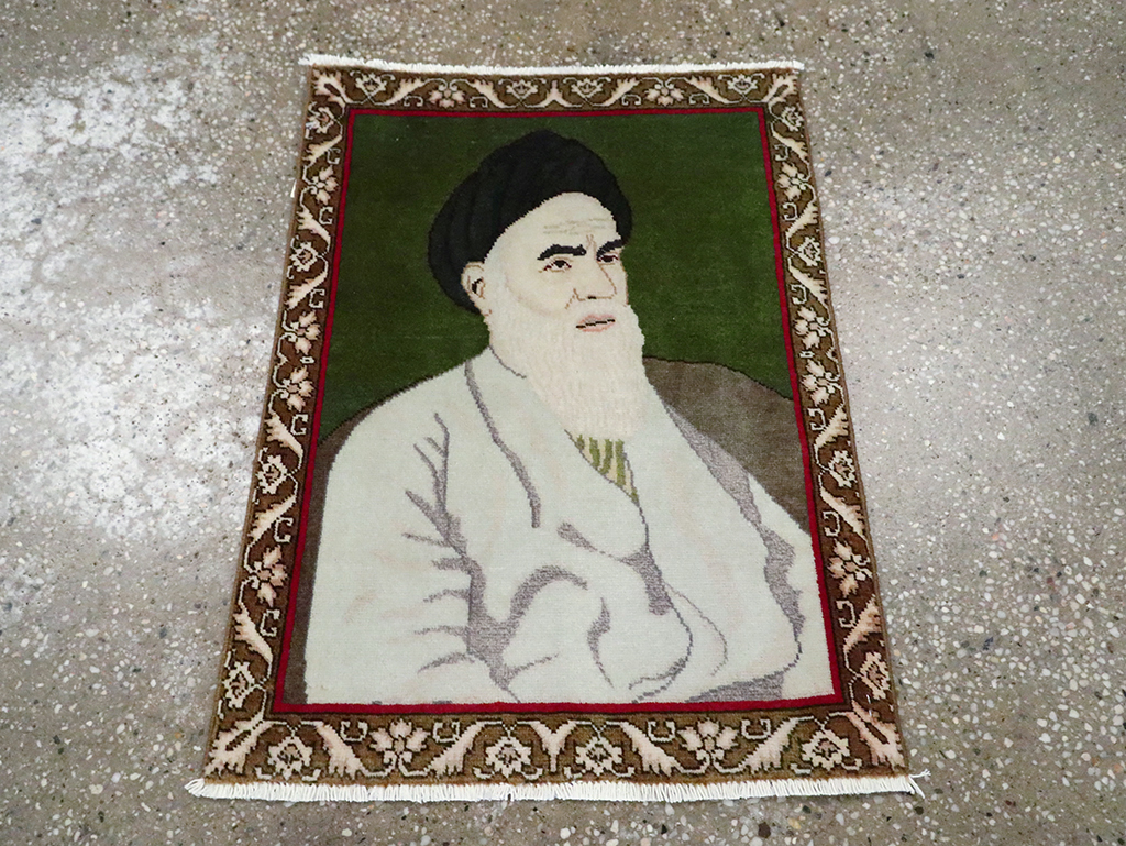 Vintage Persian Tabriz Pictorial Rug, No.28100 - Gsblank