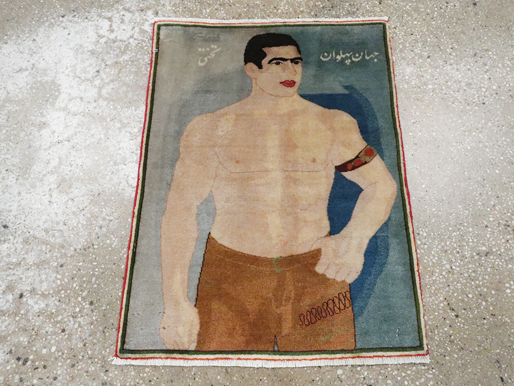 Vintage Persian Tabriz Pictorial Rug, No.28101 - Gsblank