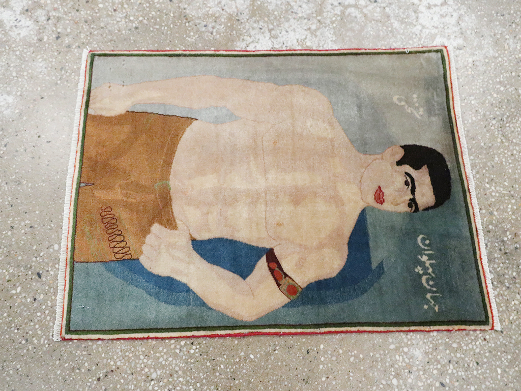 Vintage Persian Tabriz Pictorial Rug, No.28101 - Gsblank