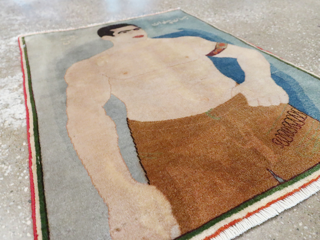 Vintage Persian Tabriz Pictorial Rug, No.28101 - Gsblank