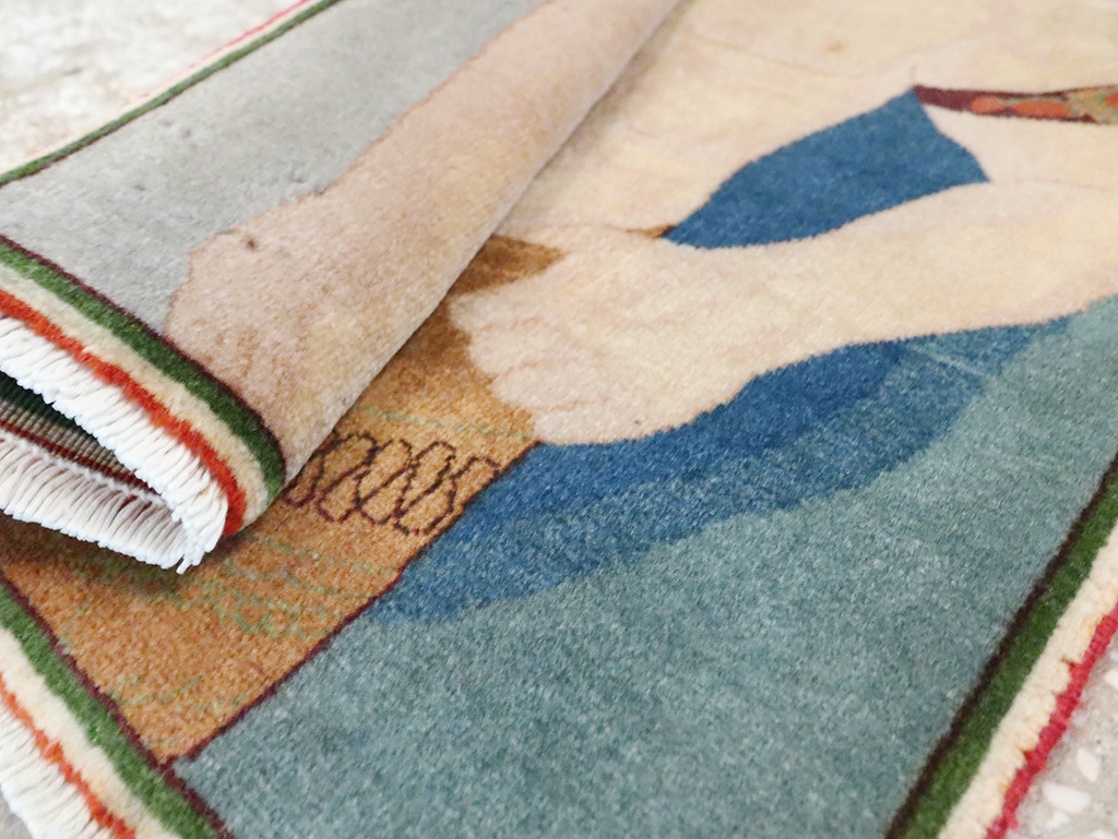 Vintage Persian Tabriz Pictorial Rug, No.28101 - Gsblank